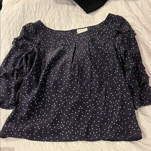 Mauve Navy and White Polka Dot Blouse